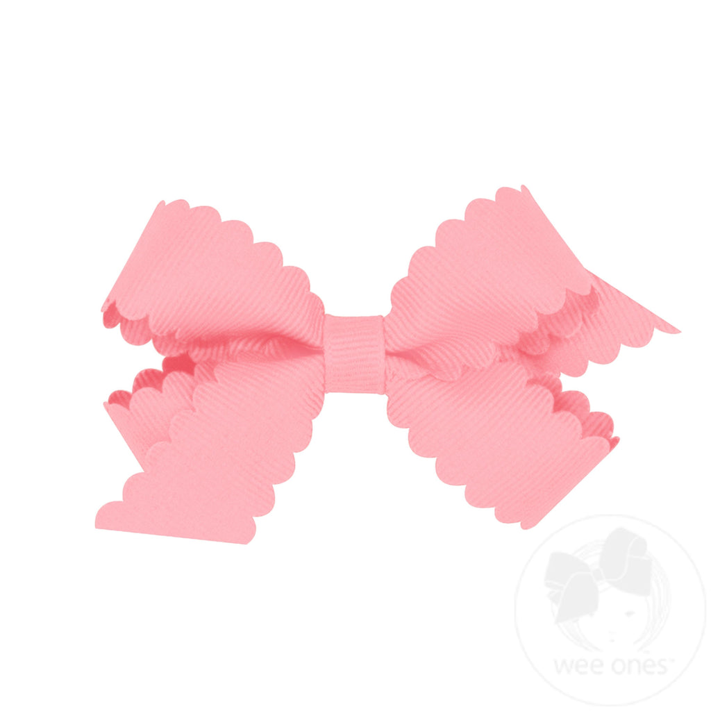 Mini Grosgrain Hair Bow with Scalloped Edge