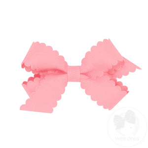 Mini Grosgrain Hair Bow with Scalloped Edge