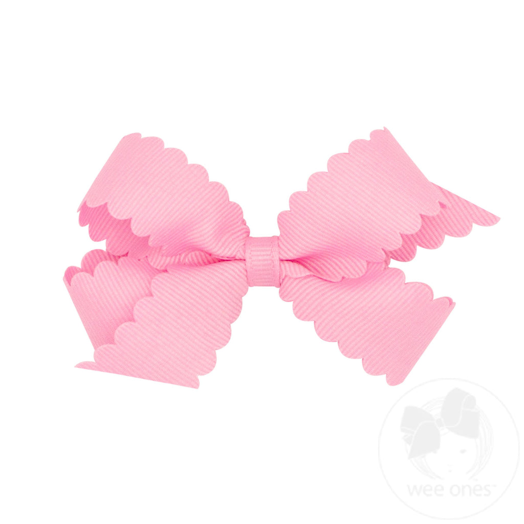 Mini Grosgrain Hair Bow with Scalloped Edge