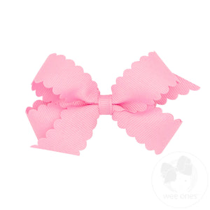 Mini Grosgrain Hair Bow with Scalloped Edge