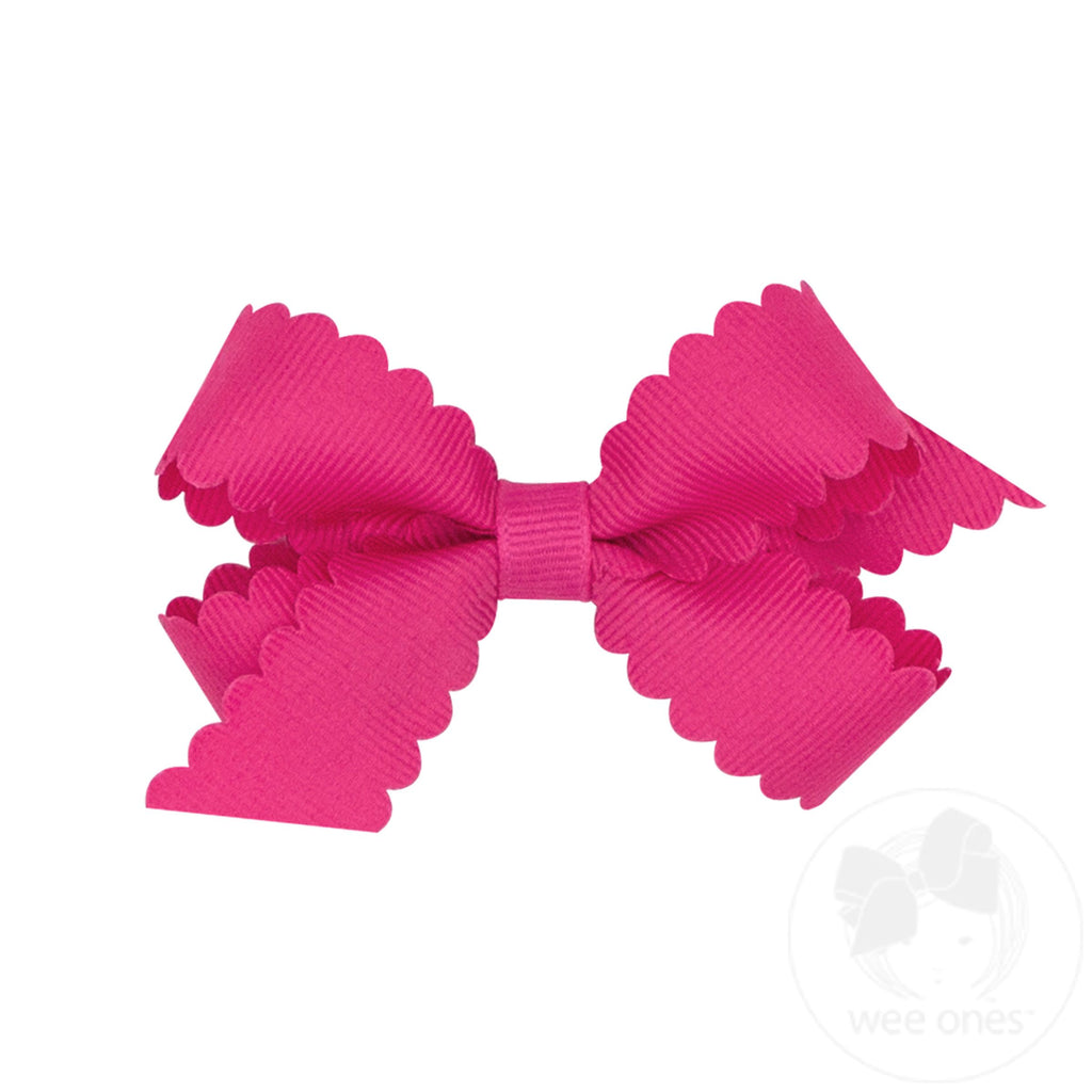 Mini Grosgrain Hair Bow with Scalloped Edge