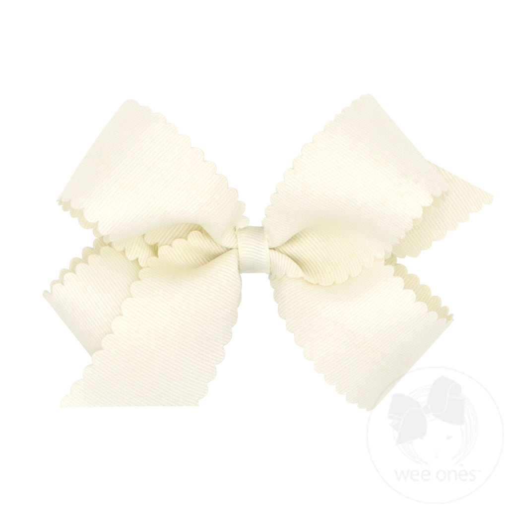 Medium Grosgrain Hair Bow with Scalloped Edge