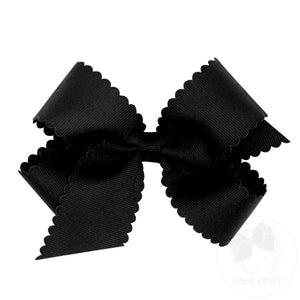 Medium Grosgrain Hair Bow with Scalloped Edge