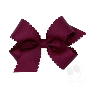 Medium Grosgrain Hair Bow with Scalloped Edge 

