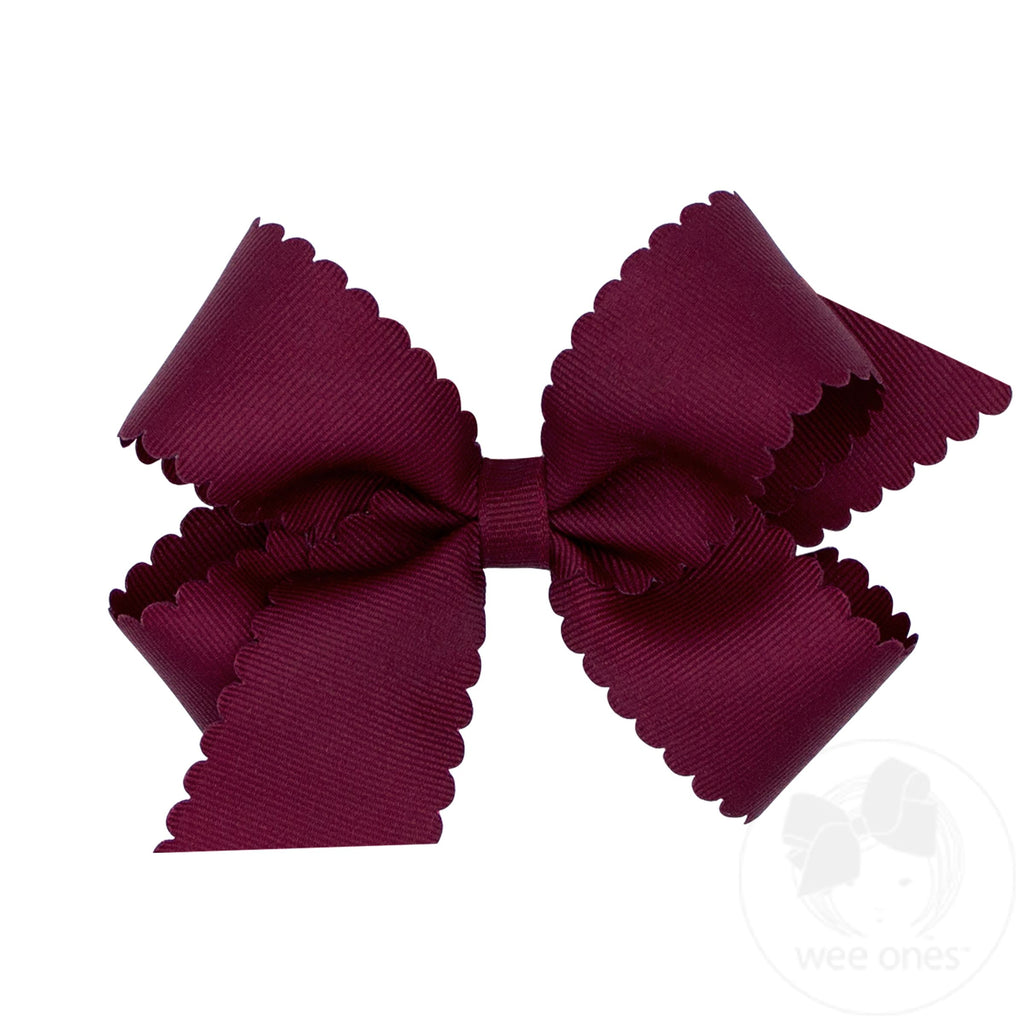 Medium Grosgrain Hair Bow with Scalloped Edge