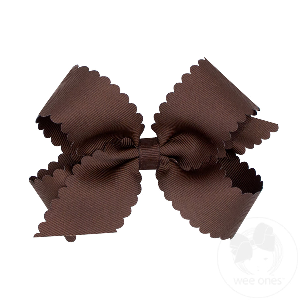 Medium Grosgrain Hair Bow with Scalloped Edge 

