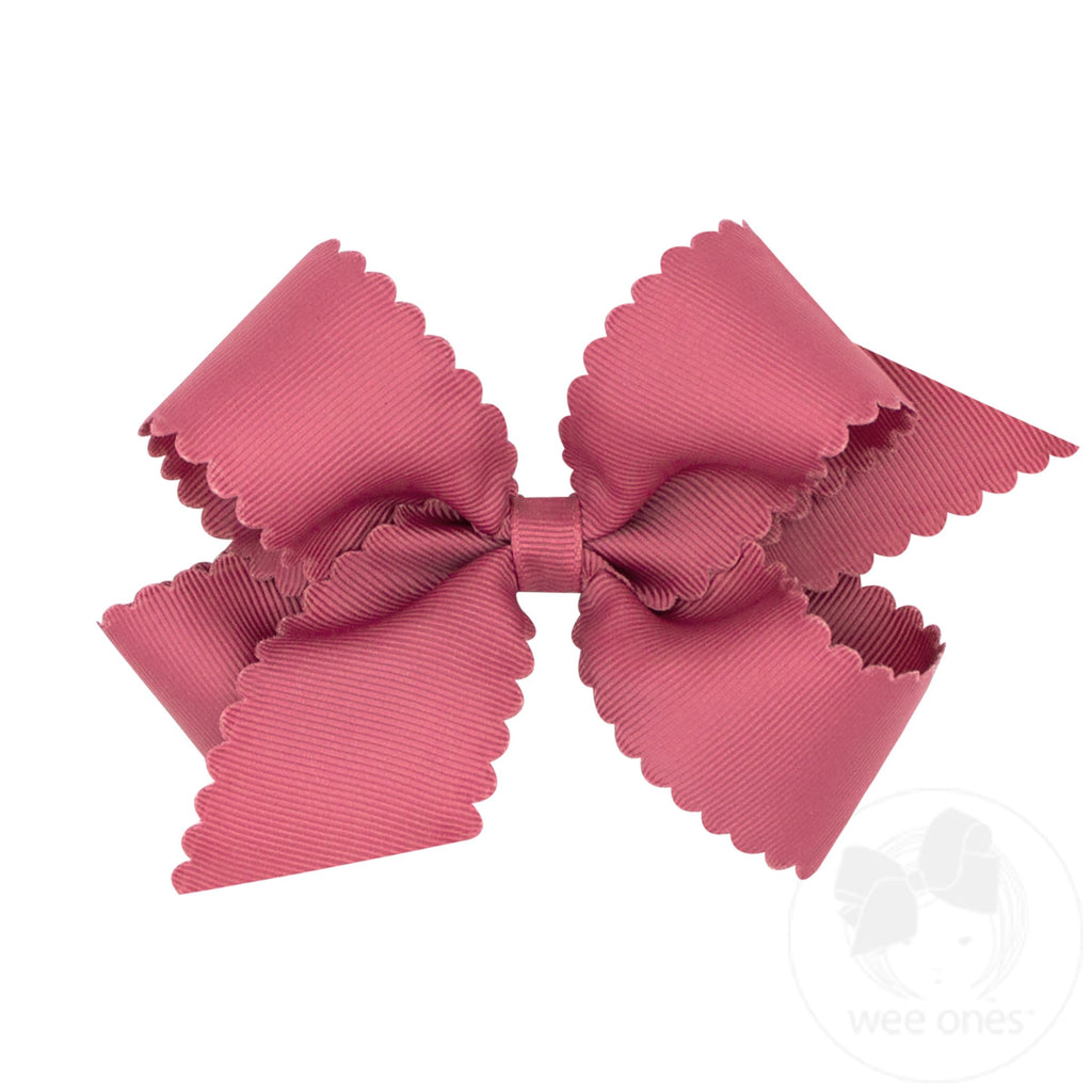 Medium Grosgrain Hair Bow with Scalloped Edge