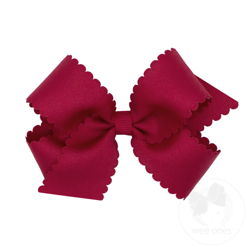 Medium Grosgrain Hair Bow with Scalloped Edge 

