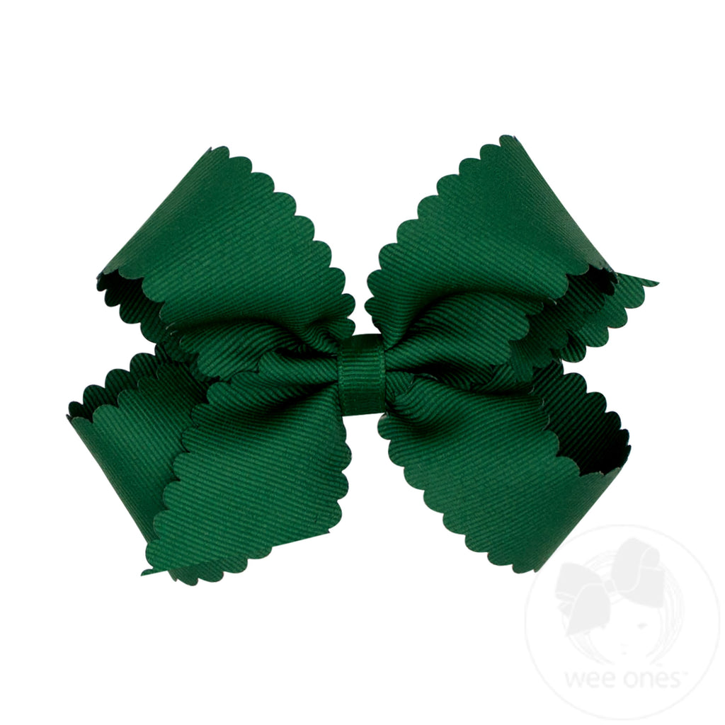 Medium Grosgrain Hair Bow with Scalloped Edge 

