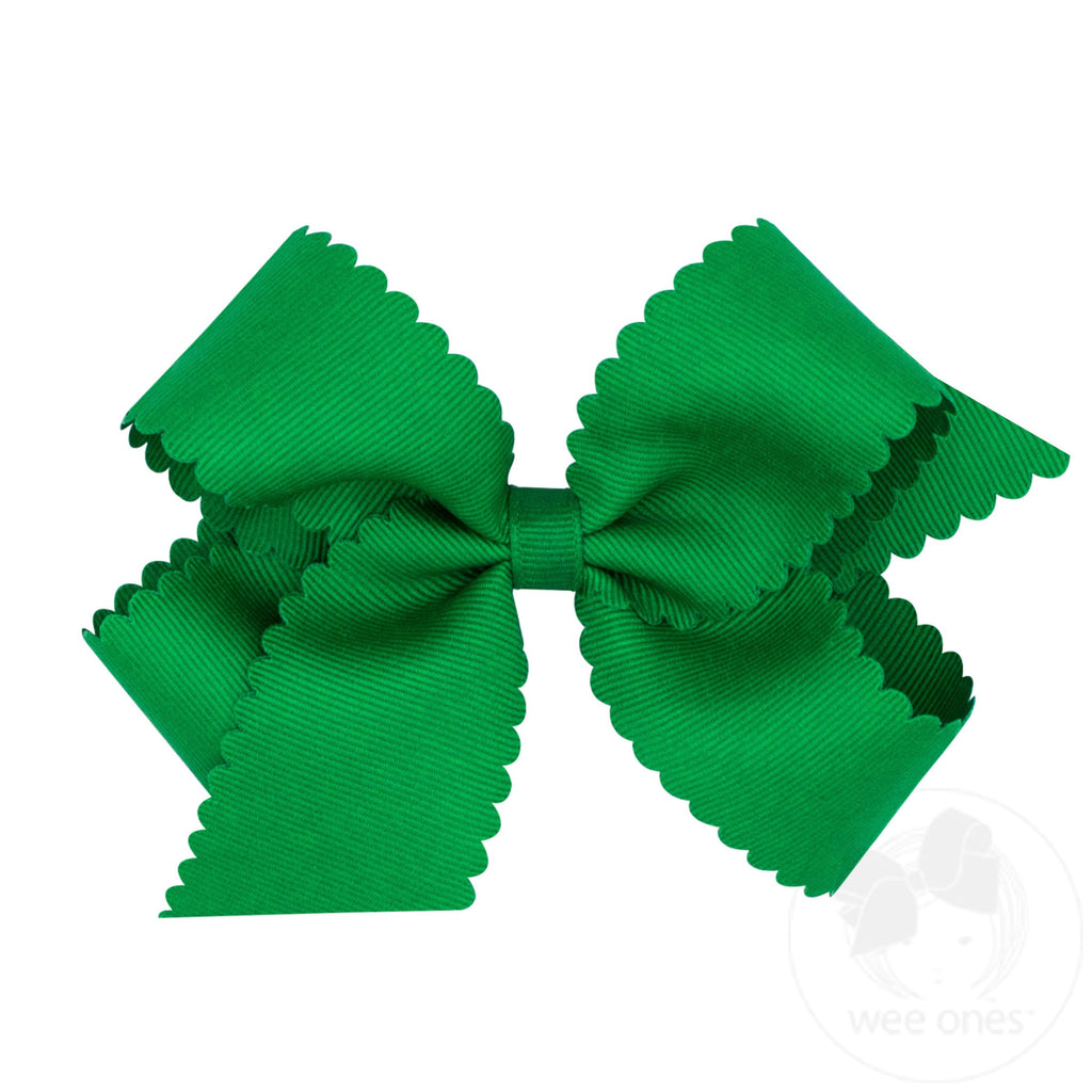 Medium Grosgrain Hair Bow with Scalloped Edge