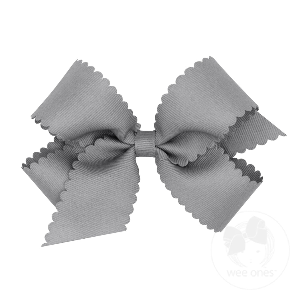 Medium Grosgrain Hair Bow with Scalloped Edge