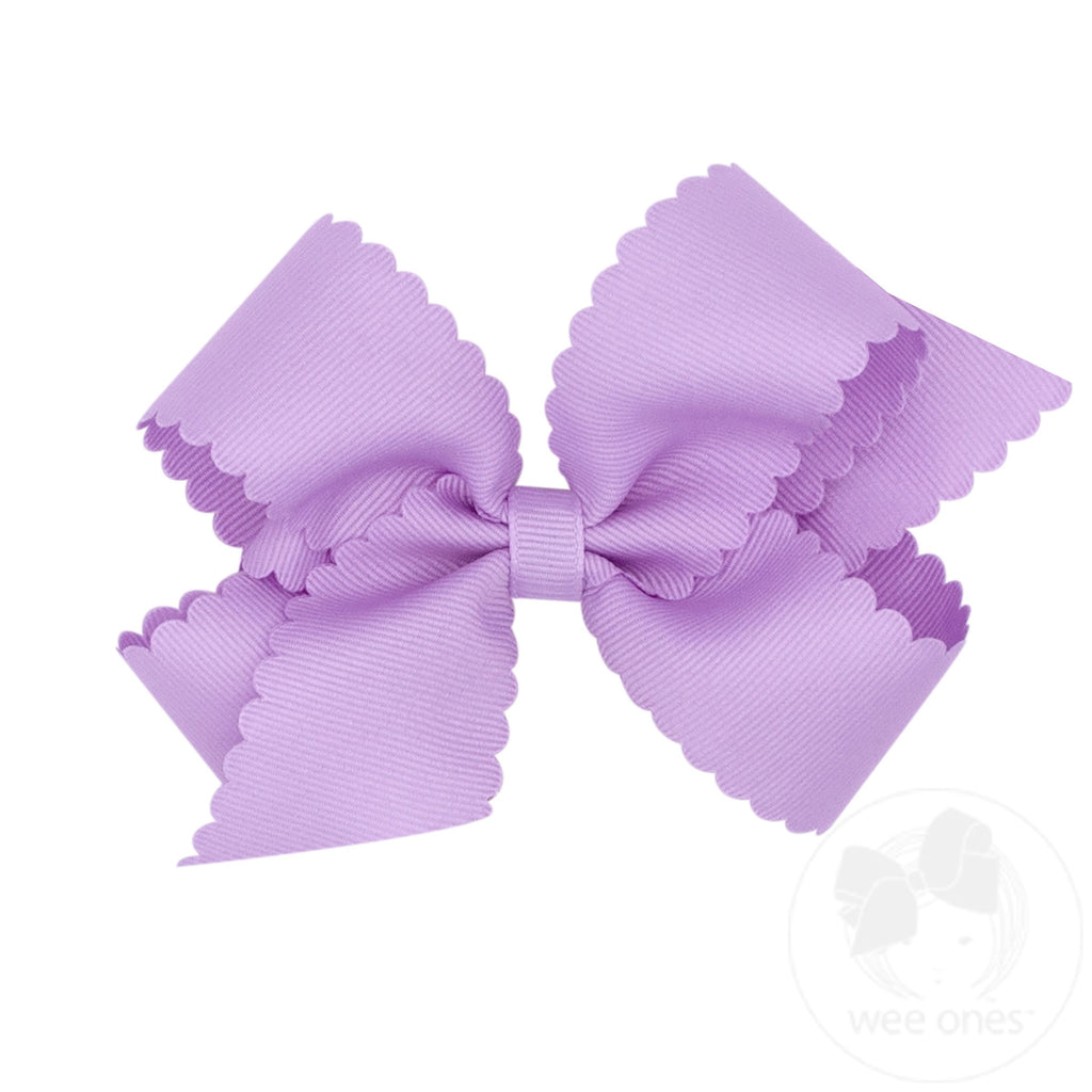 Medium Grosgrain Hair Bow with Scalloped Edge