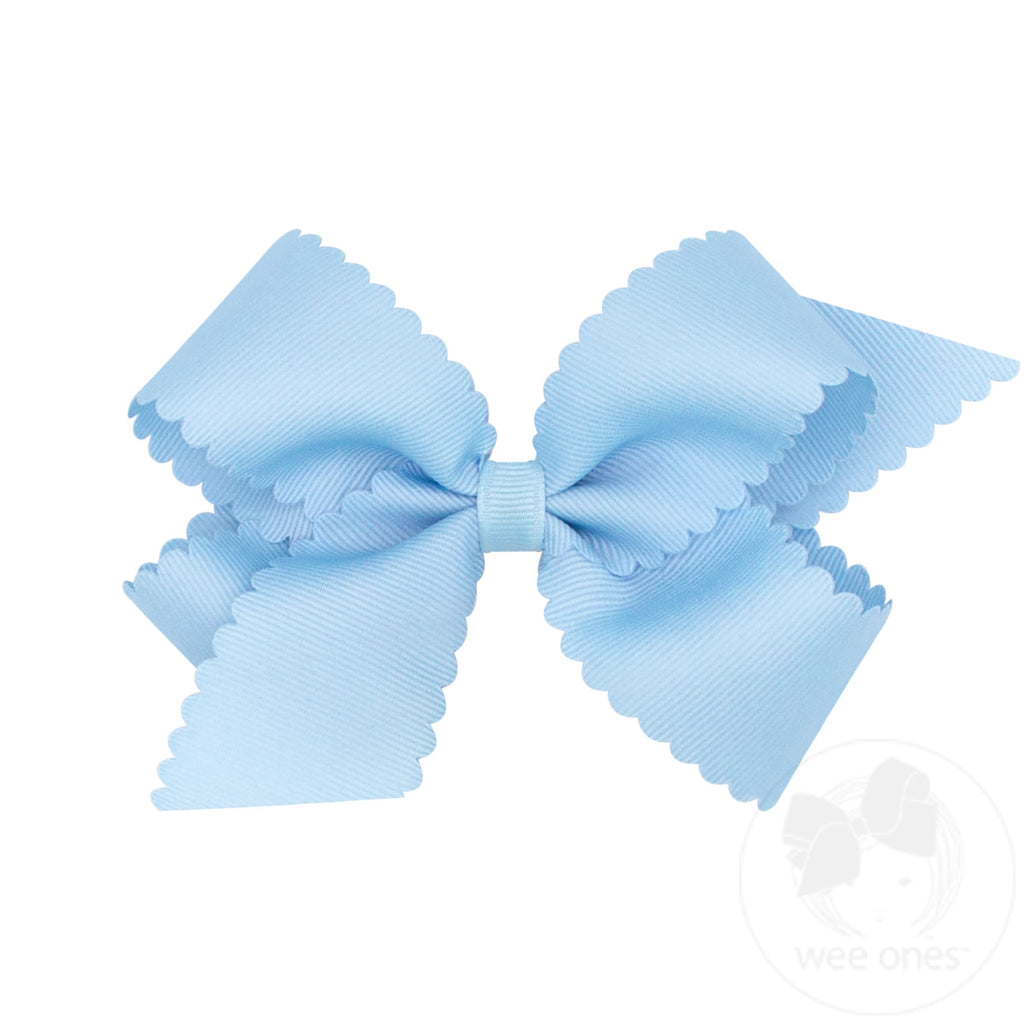 Medium Grosgrain Hair Bow with Scalloped Edge