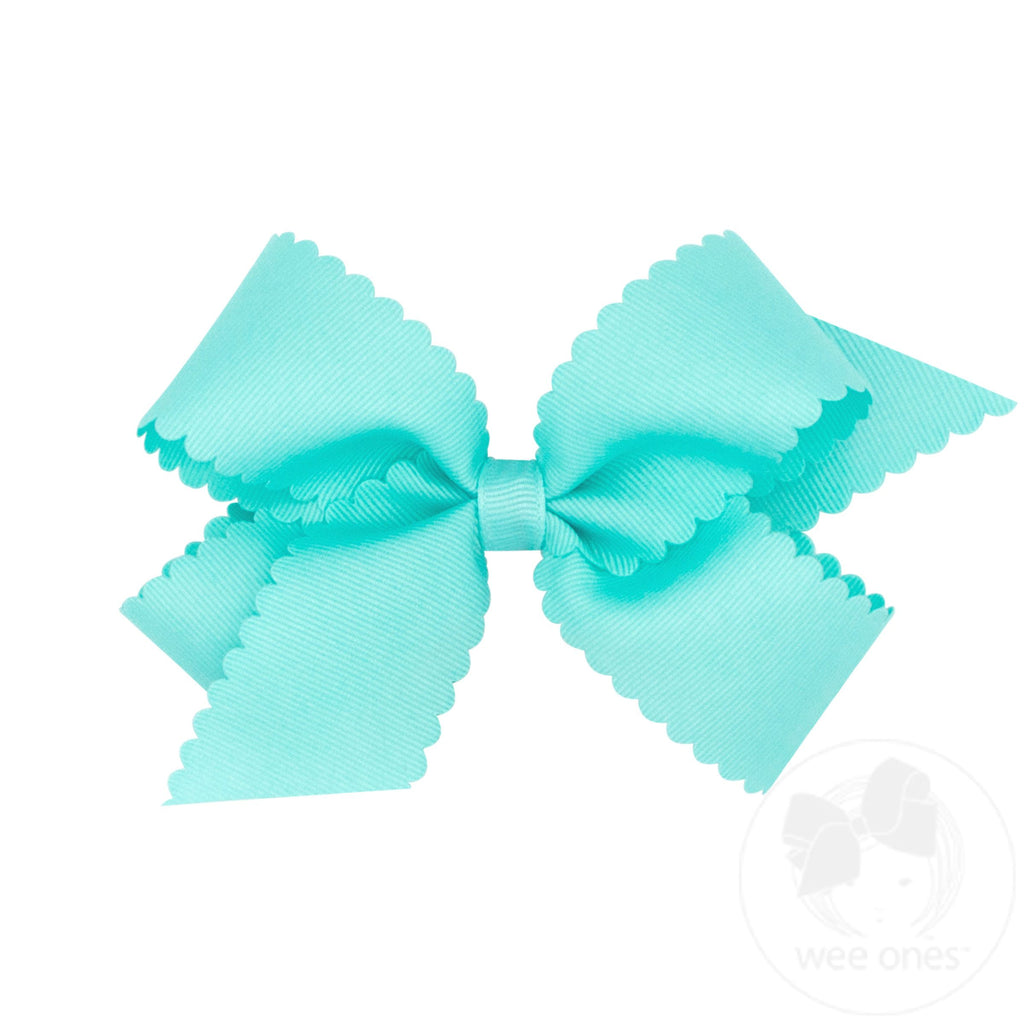 Medium Grosgrain Hair Bow with Scalloped Edge