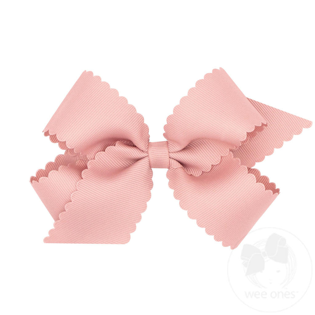 Medium Grosgrain Hair Bow with Scalloped Edge