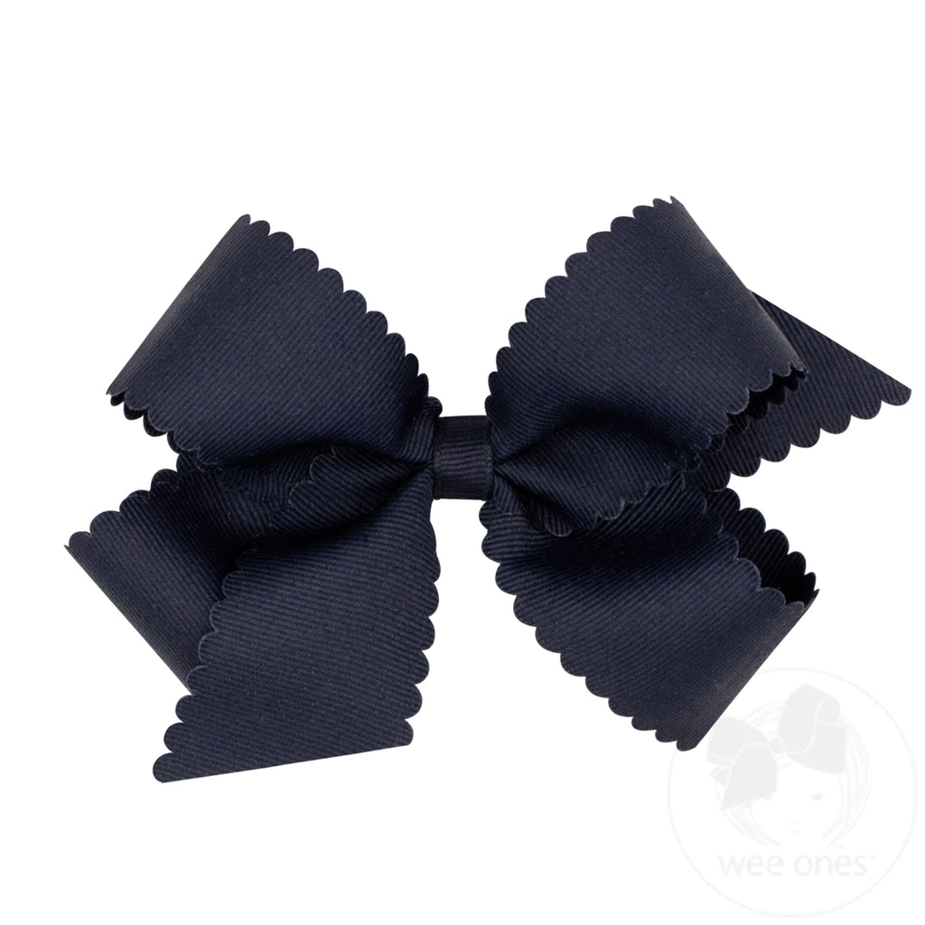 Medium Grosgrain Hair Bow with Scalloped Edge