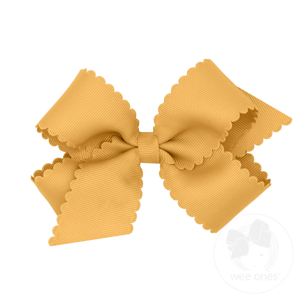 Medium Grosgrain Hair Bow with Scalloped Edge