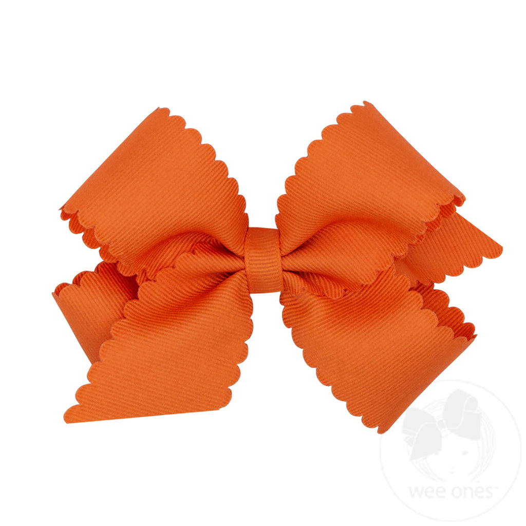 Medium Grosgrain Hair Bow with Scalloped Edge