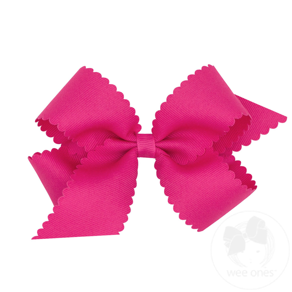 Medium Grosgrain Hair Bow with Scalloped Edge