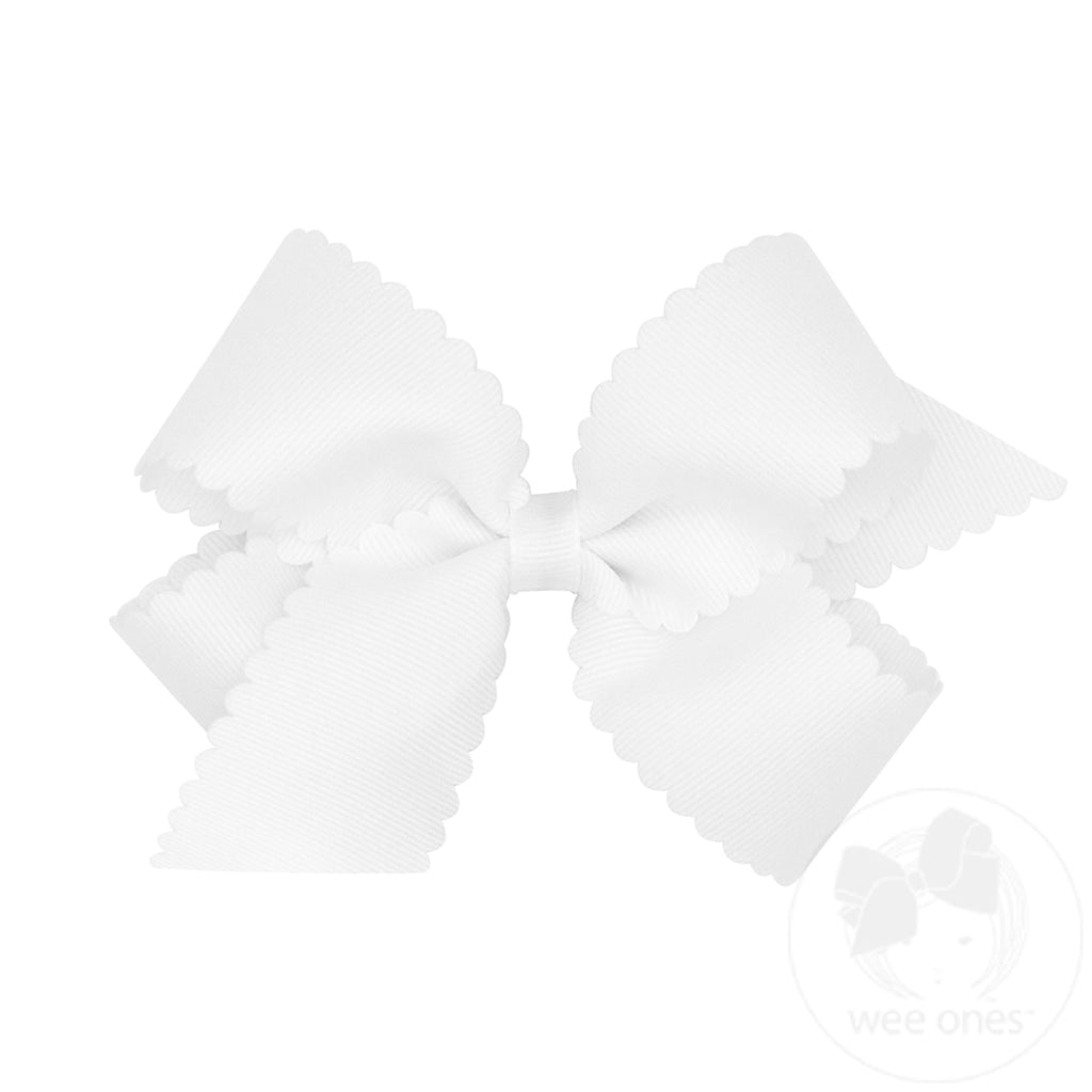 Medium Grosgrain Hair Bow with Scalloped Edge