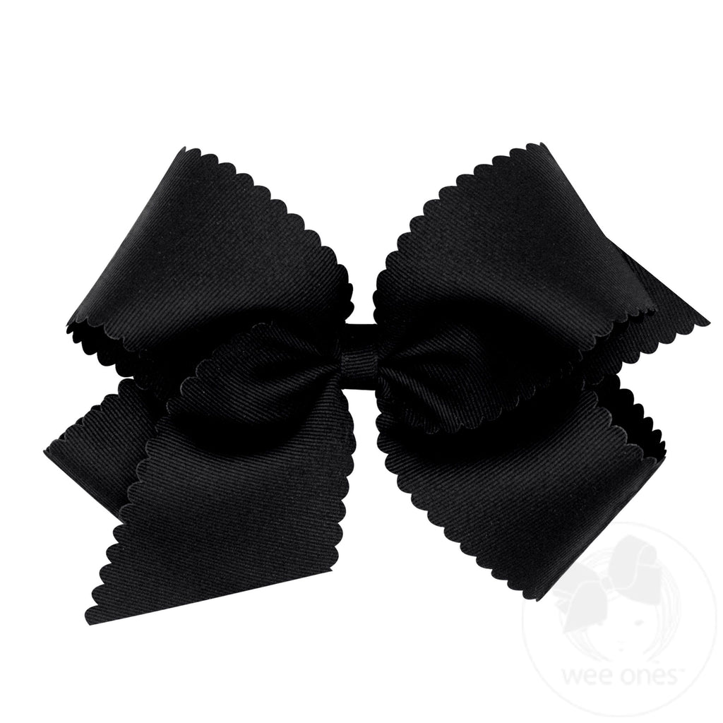 King Grosgrain Hair Bow Scalloped Edge