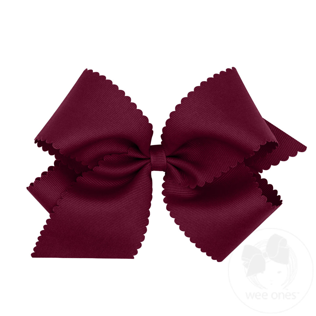 King Grosgrain Hair Bow Scalloped Edge