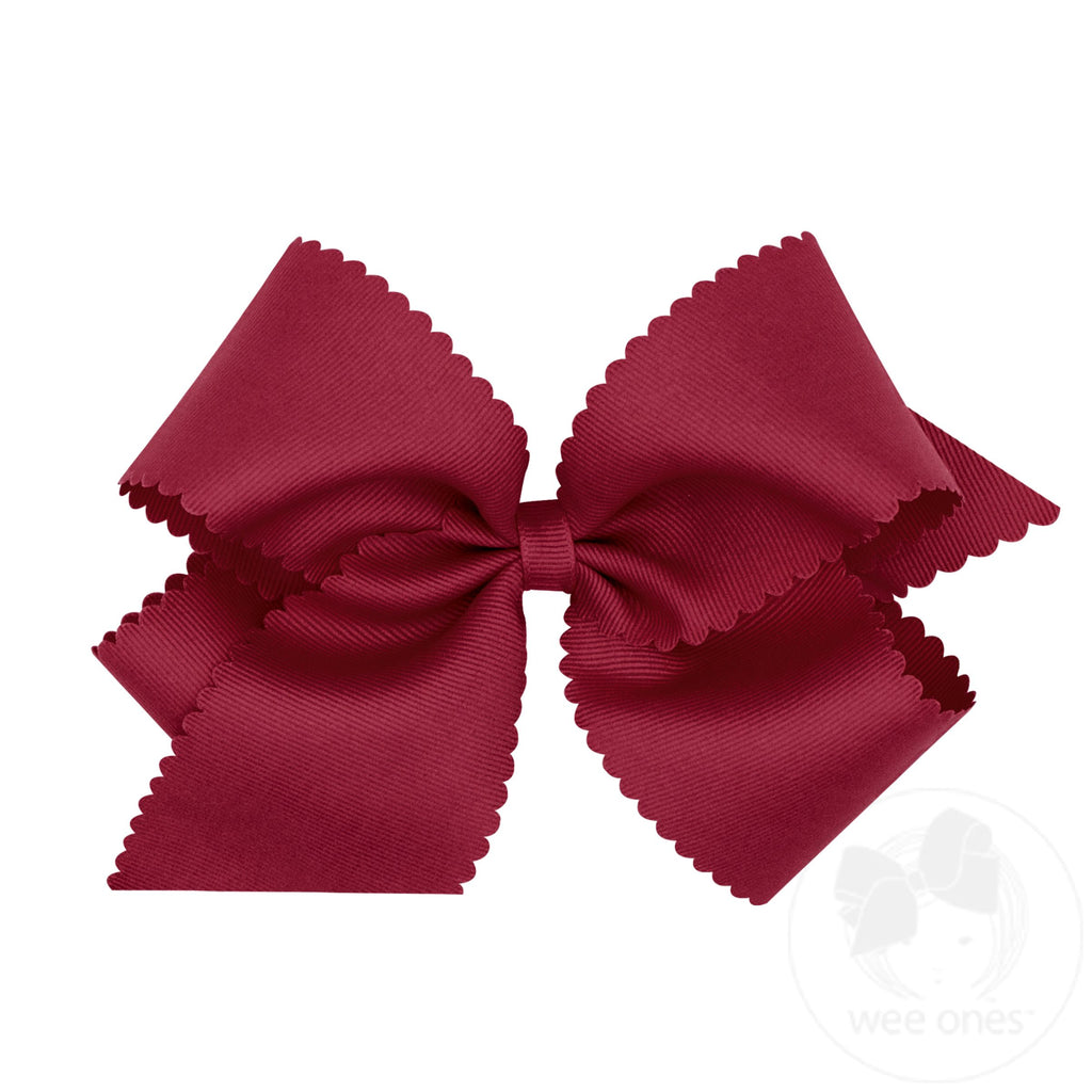 King Grosgrain Hair Bow Scalloped Edge