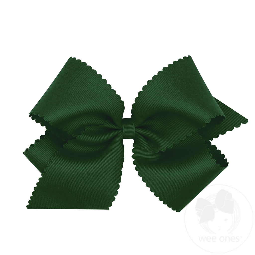 King Grosgrain Hair Bow Scalloped Edge