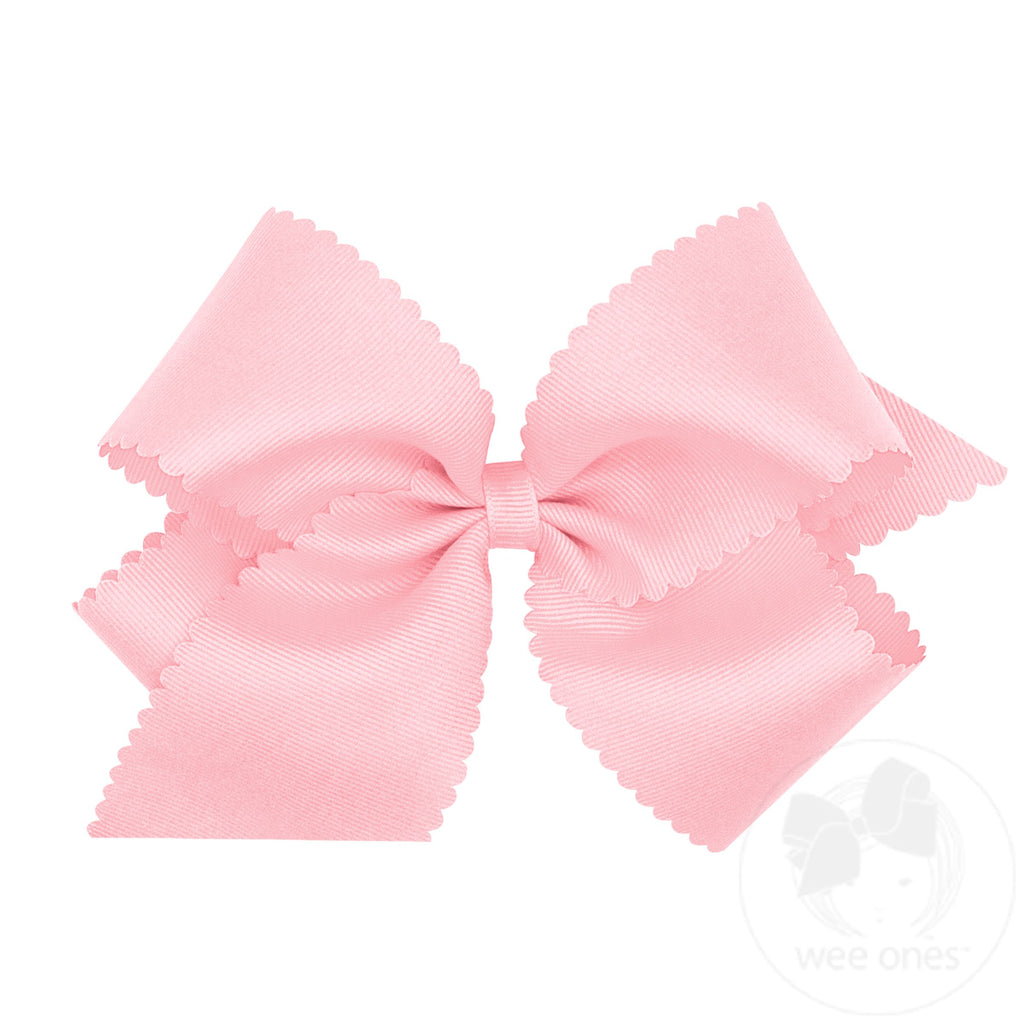 King Grosgrain Hair Bow Scalloped Edge