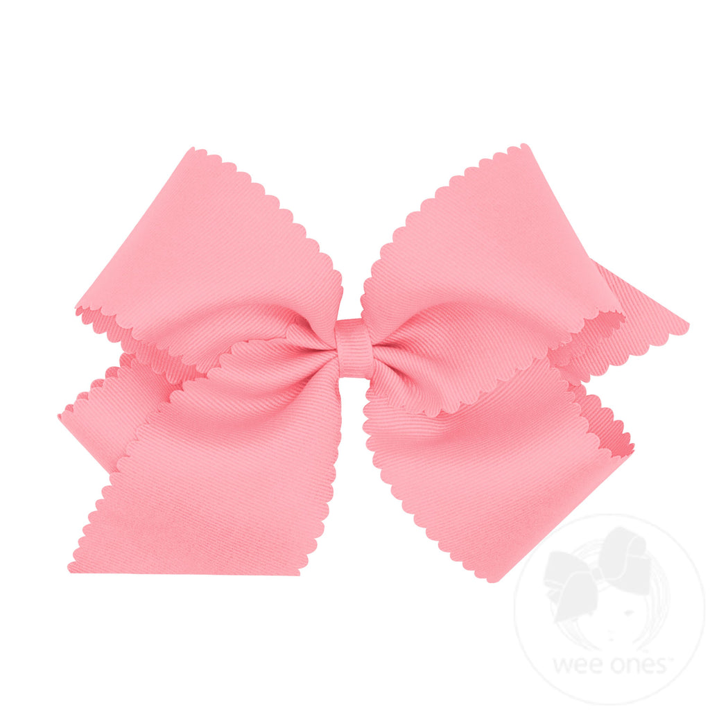 King Grosgrain Hair Bow Scalloped Edge