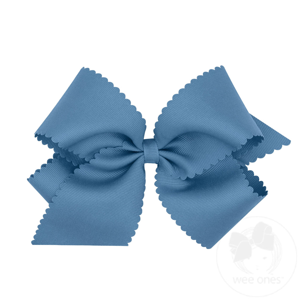 King Grosgrain Hair Bow Scalloped Edge