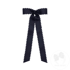 Mini Grosgrain Bowtie with Scalloped Edge, Knot Wrap, and Streamer Tails