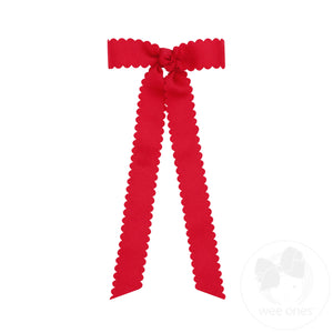 Mini Grosgrain Bowtie with Scalloped Edge, Knot Wrap, and Streamer Tails