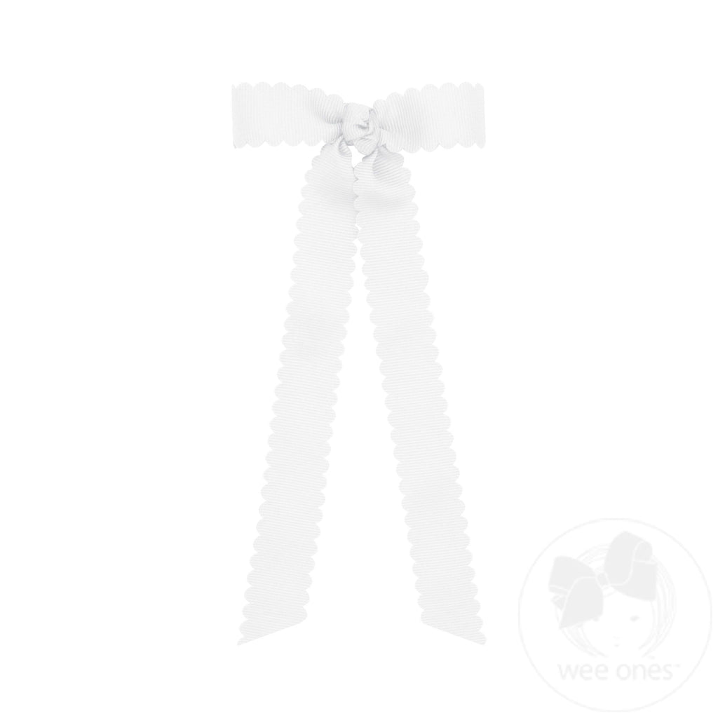Mini Grosgrain Bowtie with Scalloped Edge, Knot Wrap, and Streamer Tails