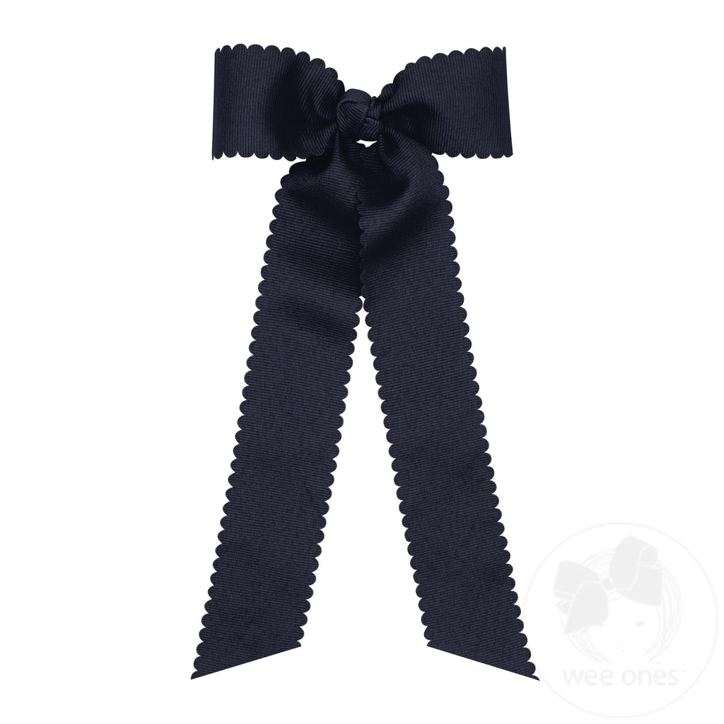 Medium Grosgrain Bowtie with Scalloped Edge, Knot Wrap, and Streamer Tails