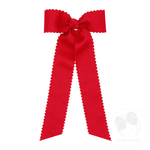 Medium Grosgrain Bowtie with Scalloped Edge, Knot Wrap, and Streamer Tails