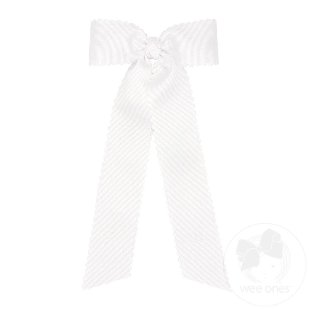 Medium Grosgrain Bowtie with Scalloped Edge, Knot Wrap, and Streamer Tails