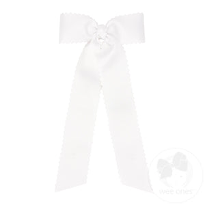 Medium Grosgrain Bowtie with Scalloped Edge, Knot Wrap, and Streamer Tails