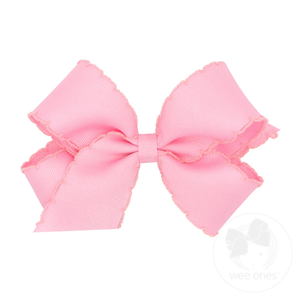 Medium Grosgrain Hair Bow with Matching Moonstitch Edge