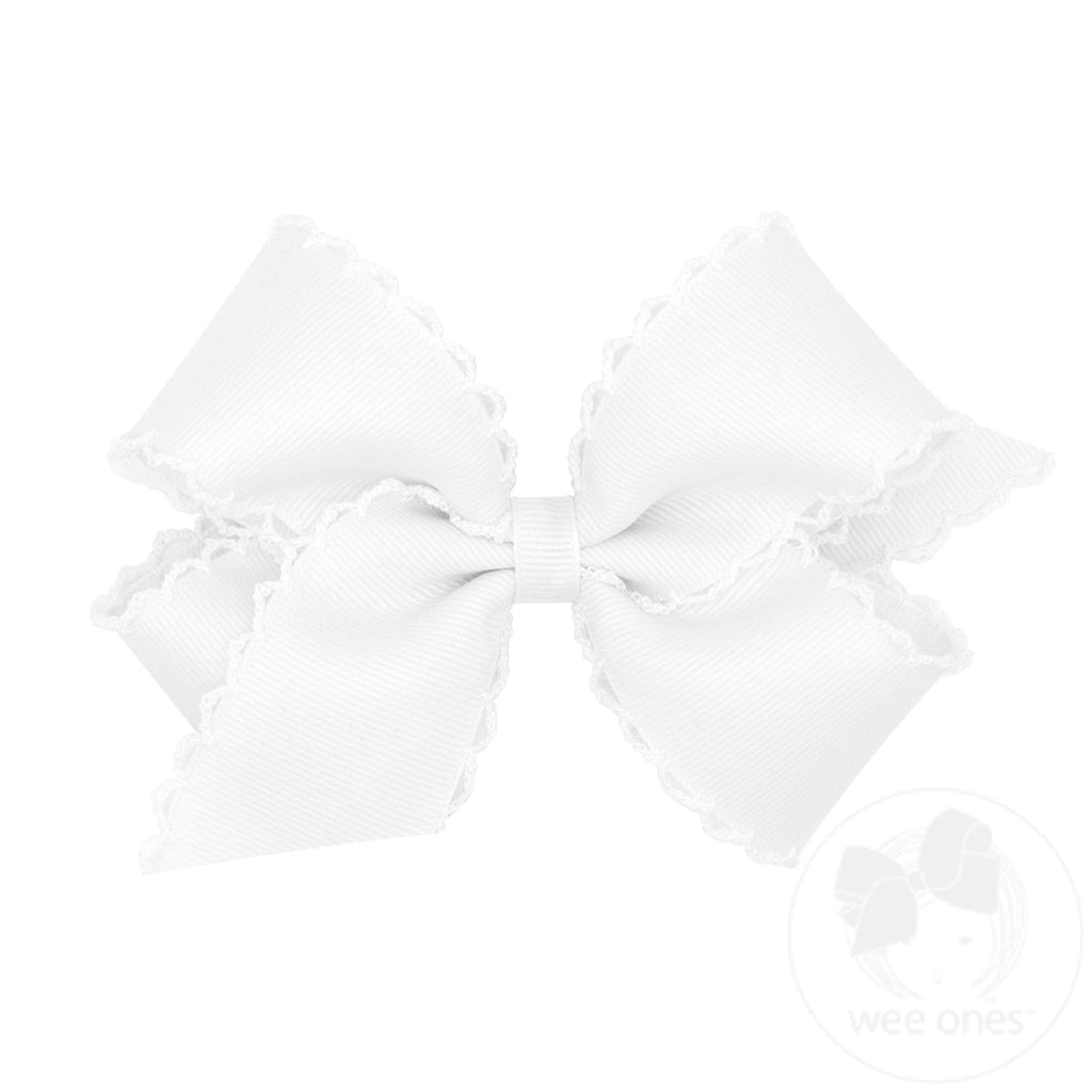 Medium Grosgrain Hair Bow with Matching Moonstitch Edge