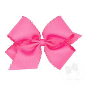 King Grosgrain Hair Bow with Matching Moonstitch Edge