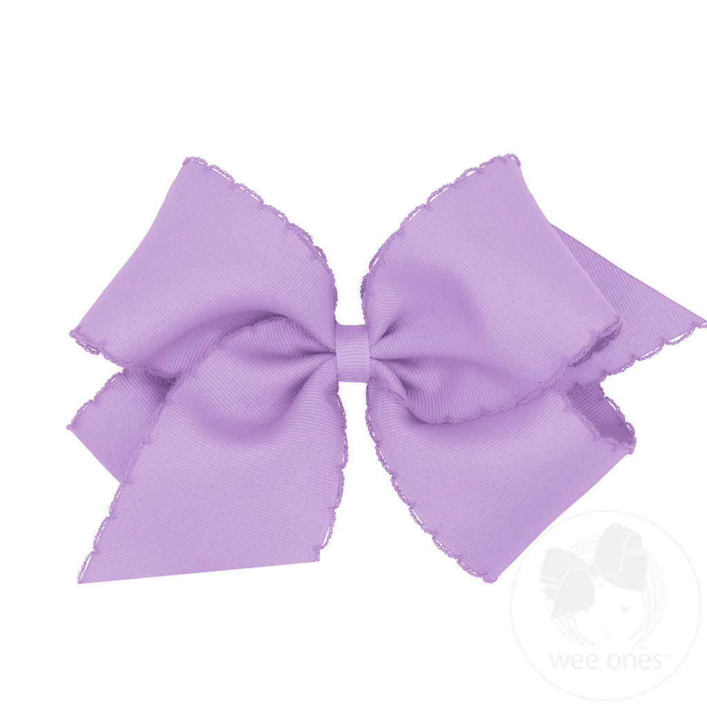 King Grosgrain Hair Bow with Matching Moonstitch Edge