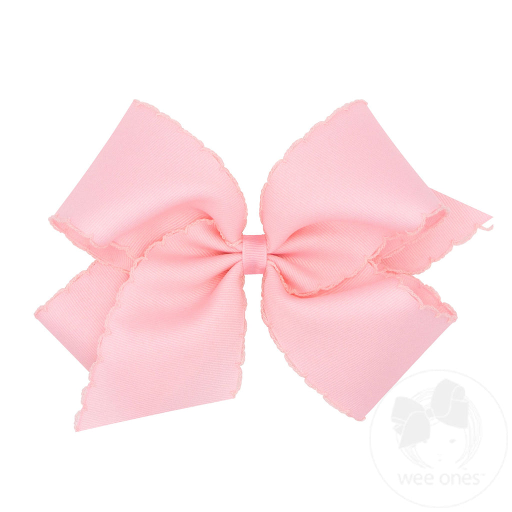 King Grosgrain Hair Bow with Matching Moonstitch Edge