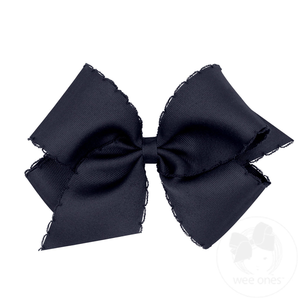 King Grosgrain Hair Bow with Matching Moonstitch Edge