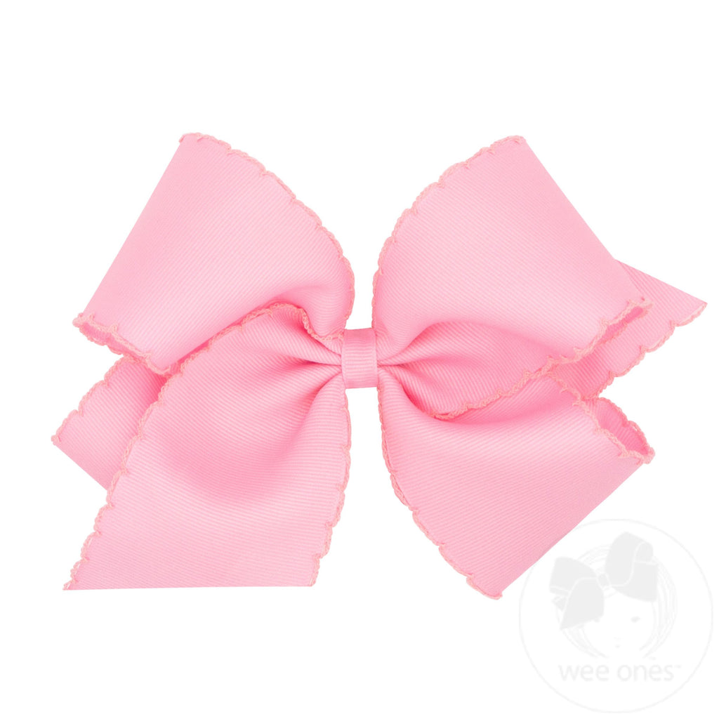 King Grosgrain Hair Bow with Matching Moonstitch Edge