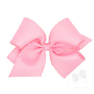 King Grosgrain Hair Bow with Matching Moonstitch Edge