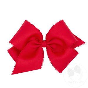 King Grosgrain Hair Bow with Matching Moonstitch Edge