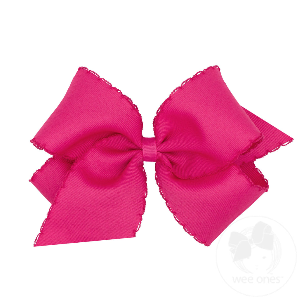 King Grosgrain Hair Bow with Matching Moonstitch Edge