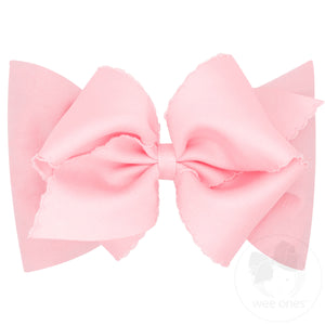 Small King Grosgrain Baby Girls Hair Bow With Matching Moonstitch Edge On Cotton Jersey Headband