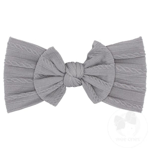 Soft Cable Knit Nylon Baby Band With Matching Bowtie